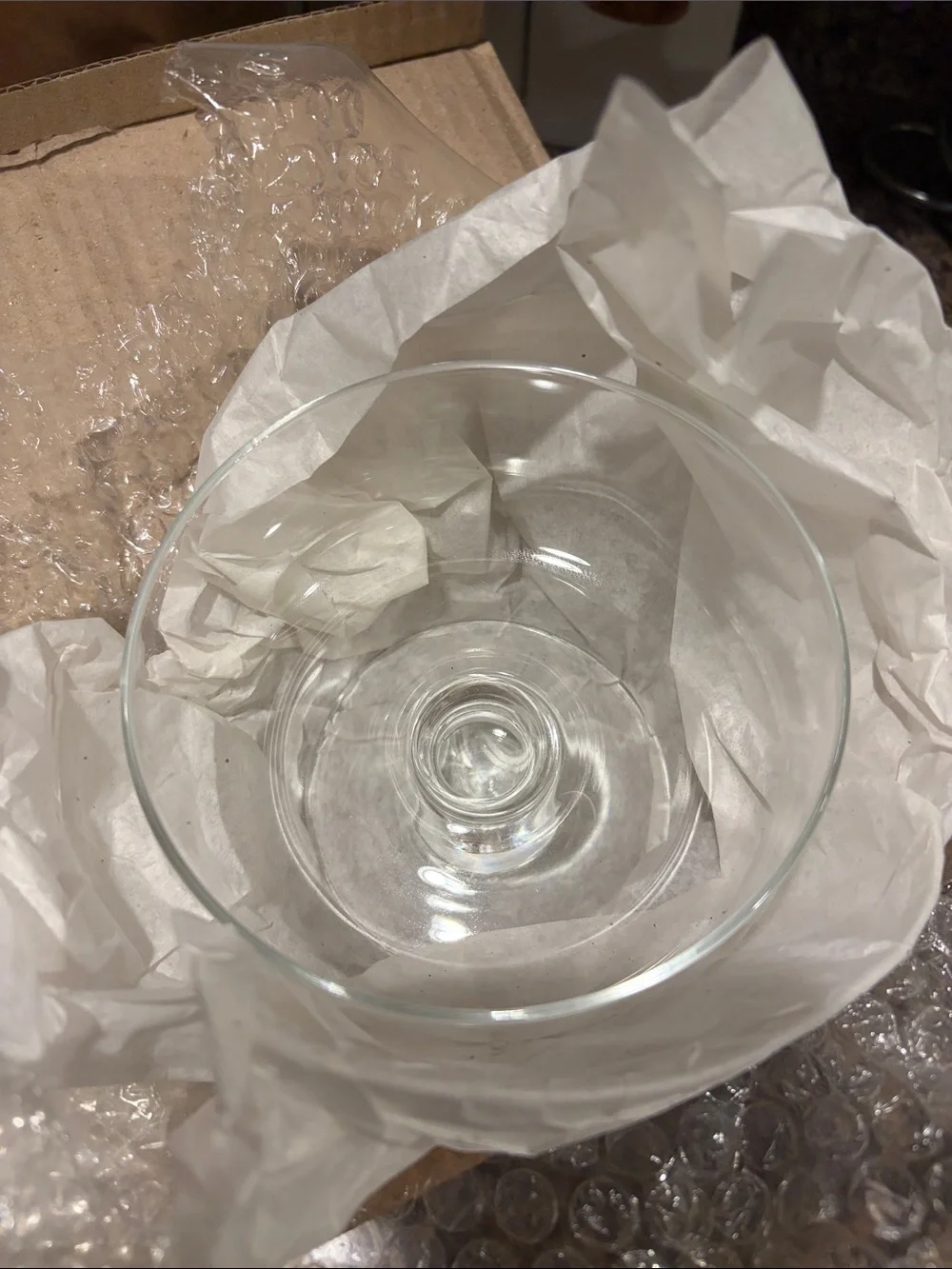 NWT Food Network Clear Glass Footed Dessert Bowls with Colorful Ice Cream Accent